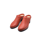 Collared Mule - Brick Apple Leather